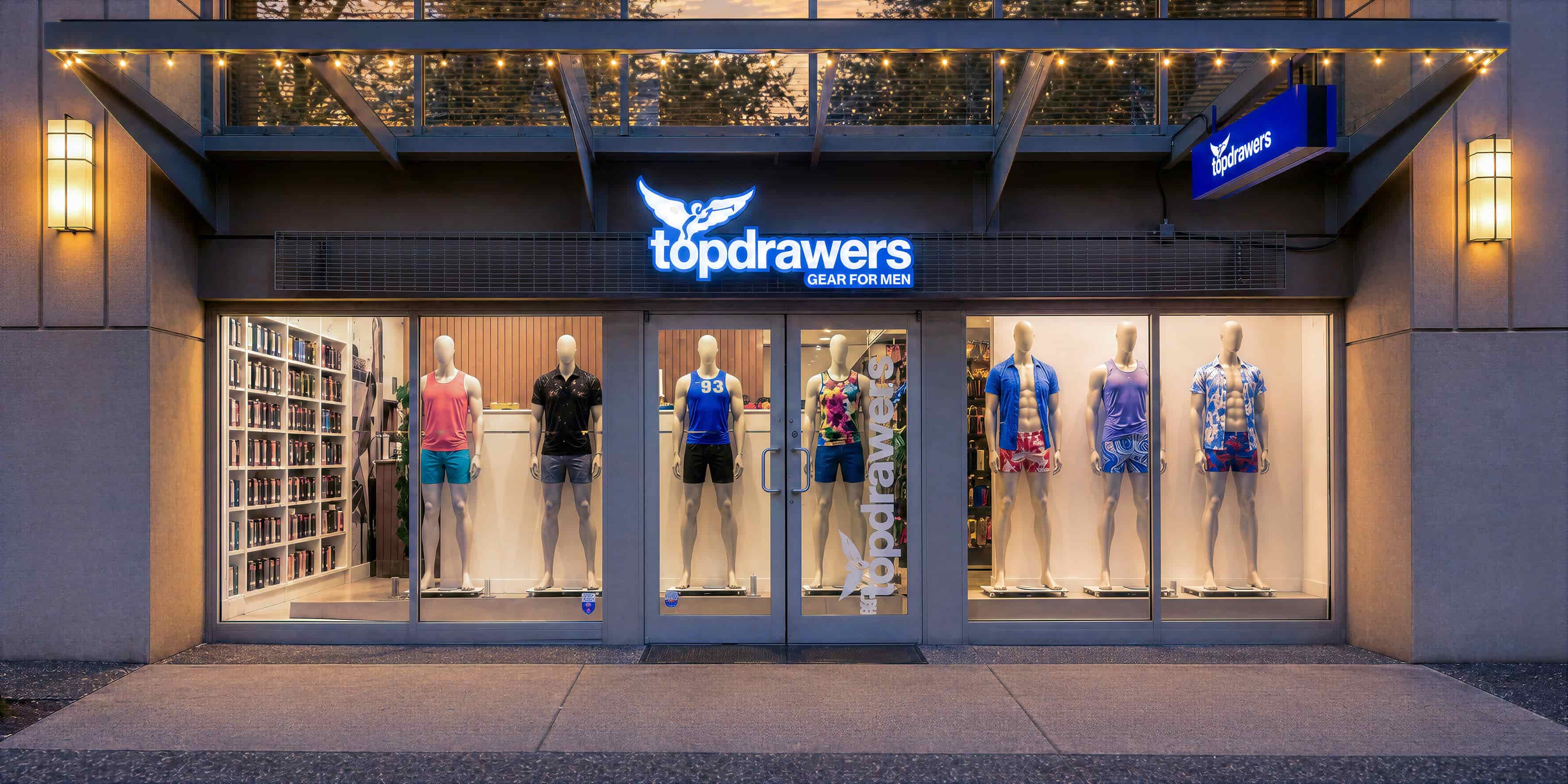 Topdrawers storefront and window displays at 939 Hornby Street in downtown Vancouver